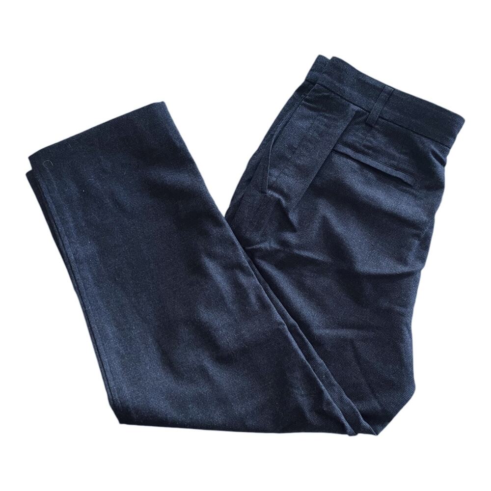 GIORGIO ARMANI High Rise Cropped Pants Trousers Worsted Wool Navy Italy 42 US 8